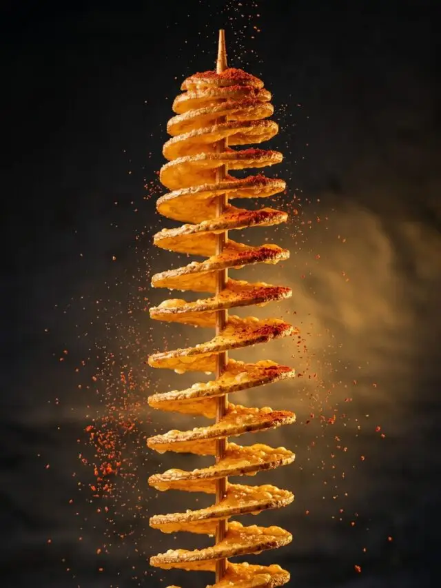 The original crispy spiral potato Twistato created by Chetty's Corner Bangalore dusted with street food spices.