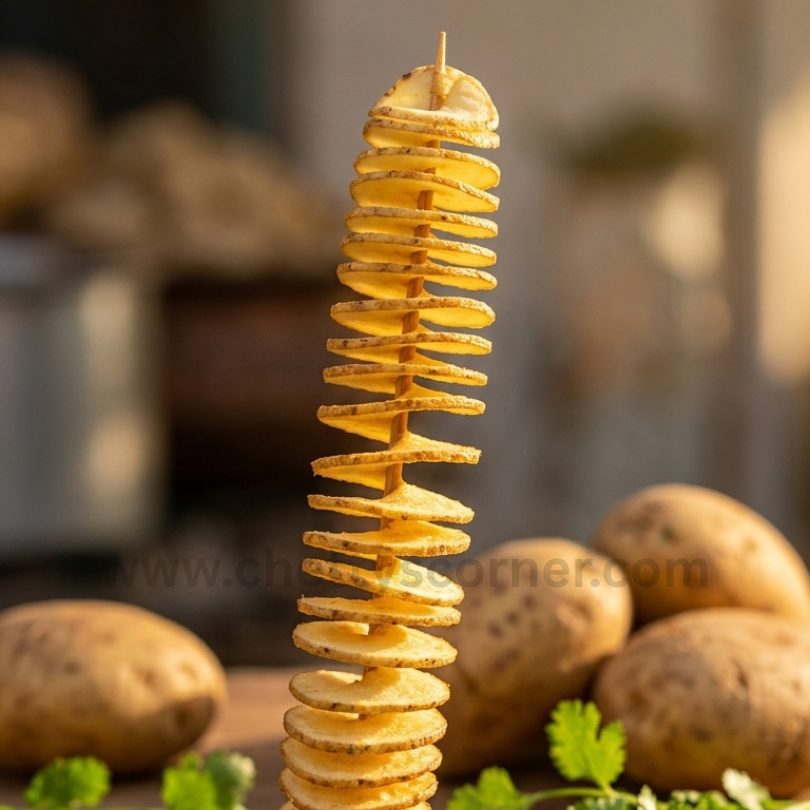 The original 2013 Twistato potato twister on a stick from Chetty's Corner in Bangalore